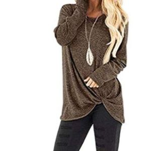 Comfy Long Sleeve Sweater with a Side Twist Knot